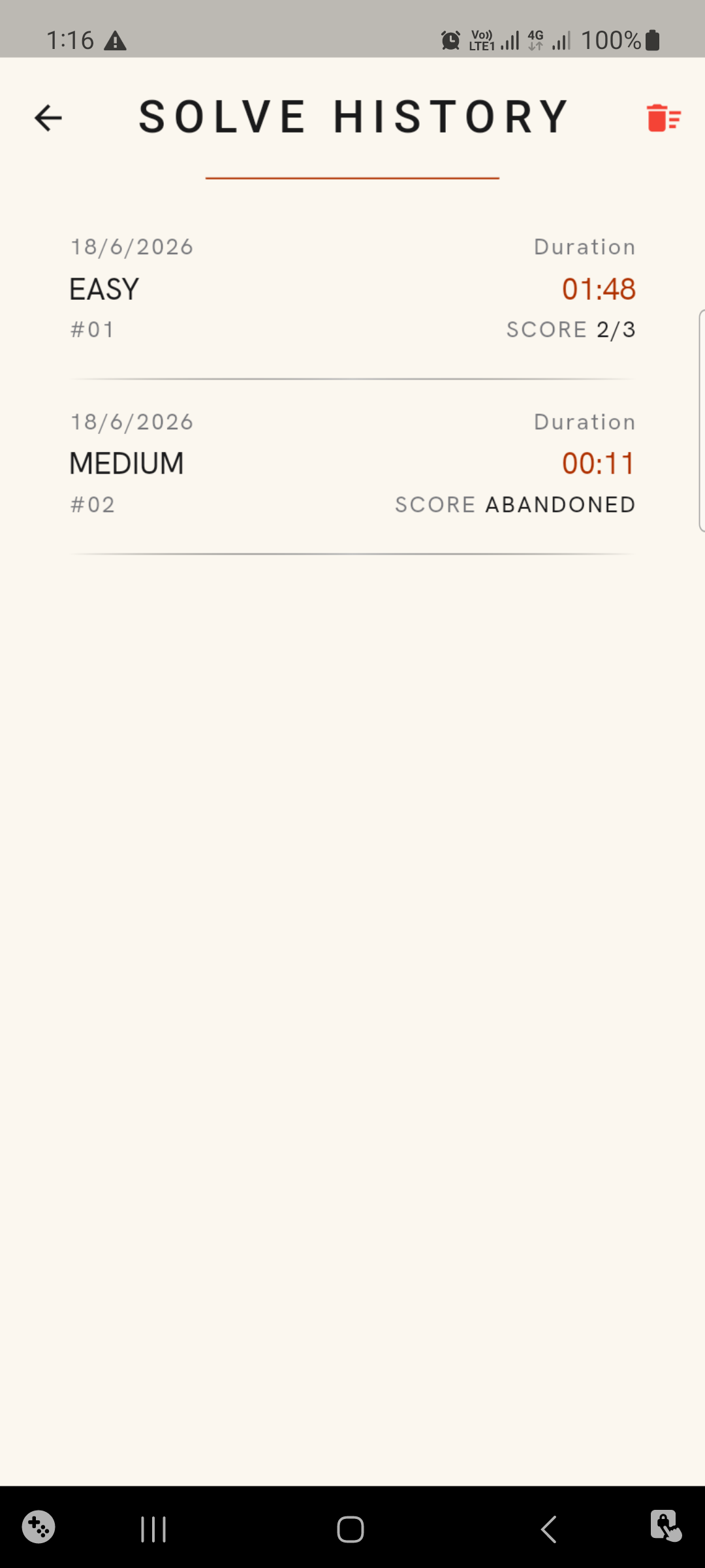 Sudoku Simple – Just Numbers Solve History Log